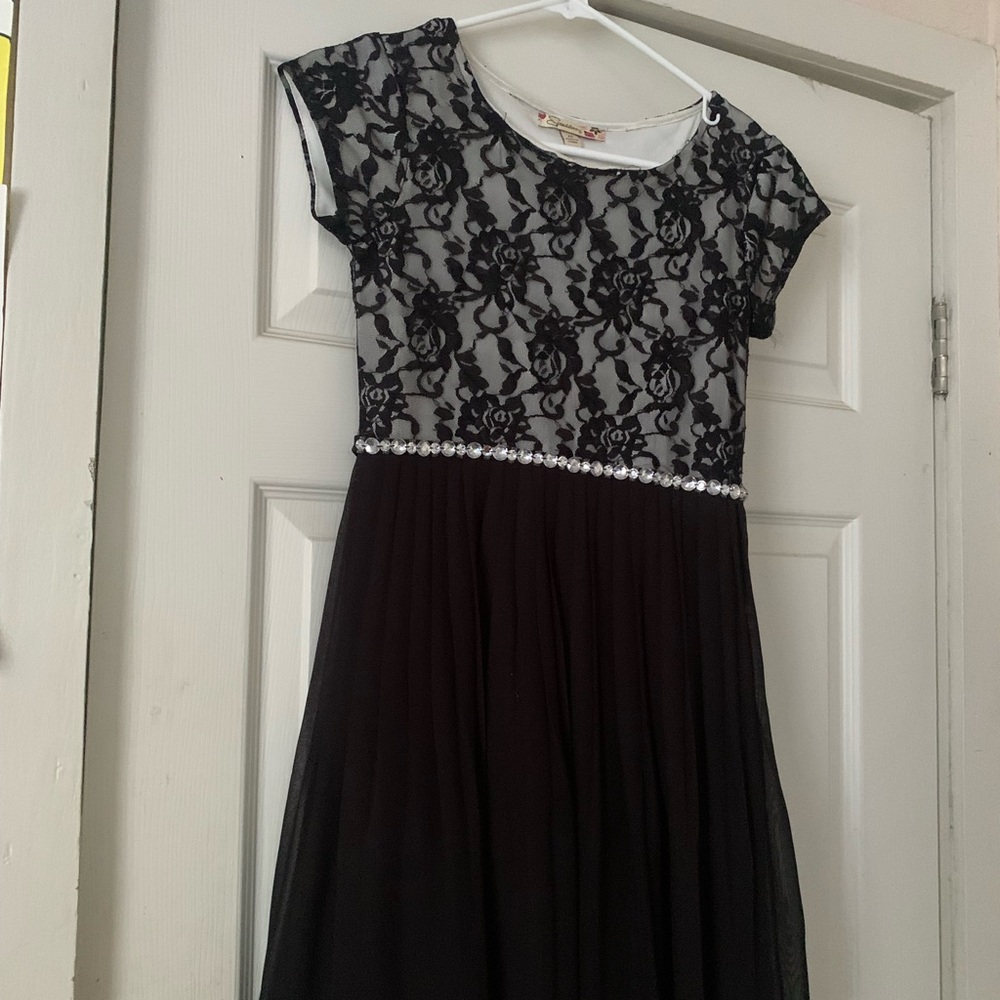 Kids Formal Dress, Black & Silver